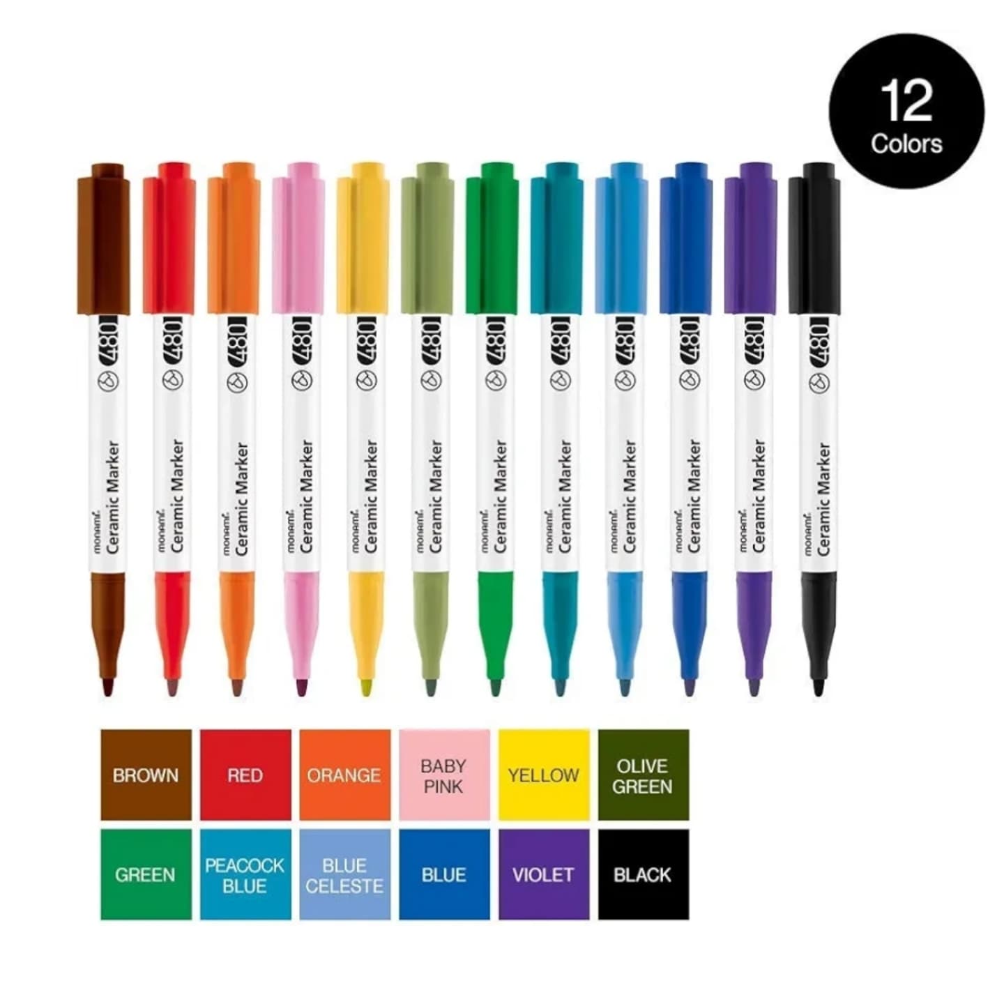 Marcador Monami para Ceramica x 12pz.