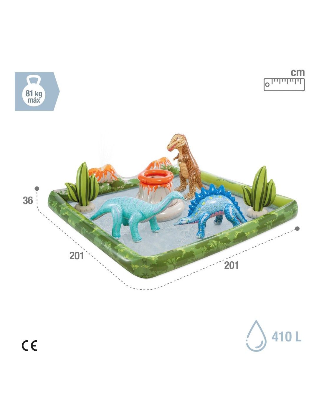 Play Center Intex Jurassic Adventure 201x201x36 Cm 410 Lts 56132