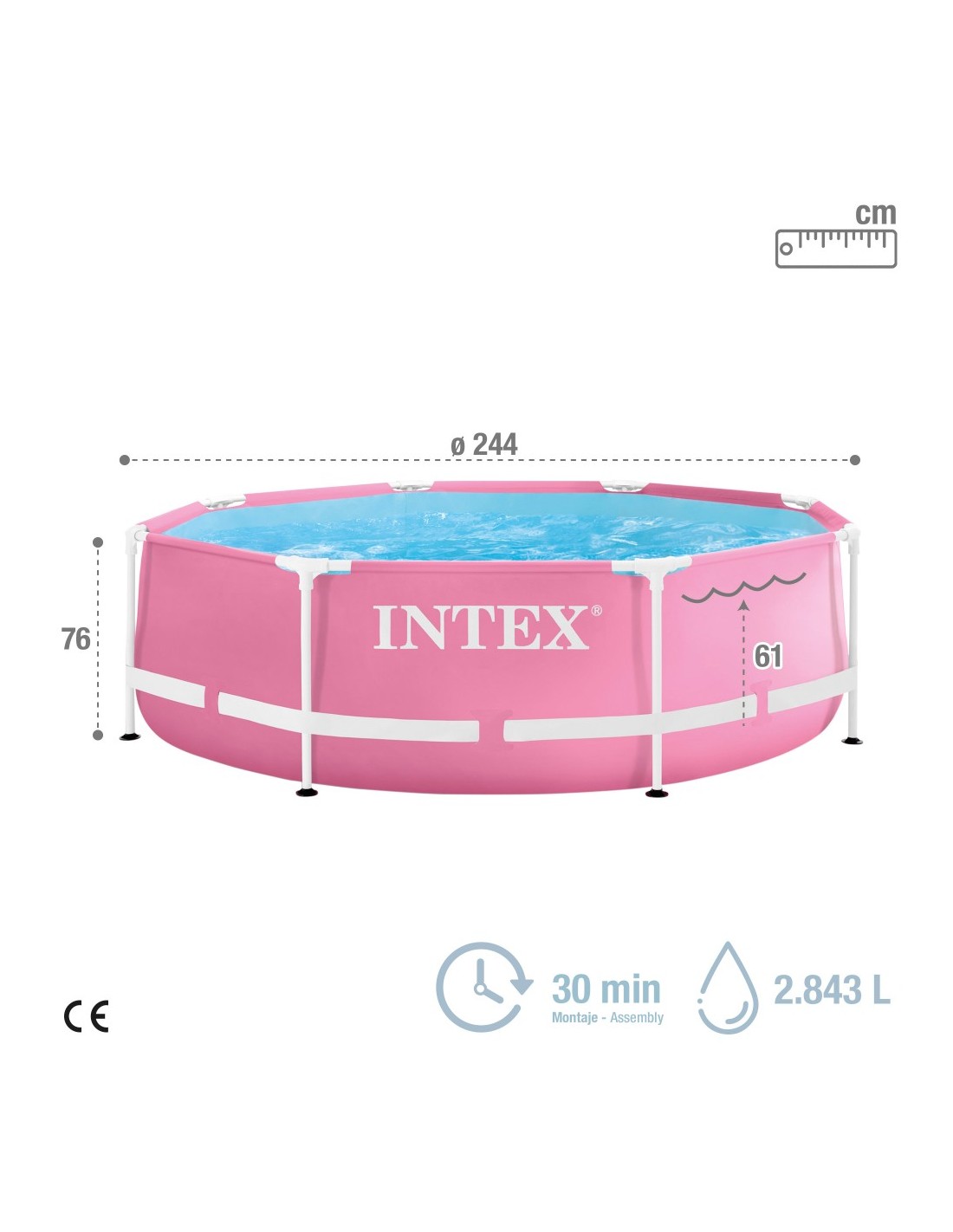 PILETA ROSA INTEX 244X76CM 2843LTS.