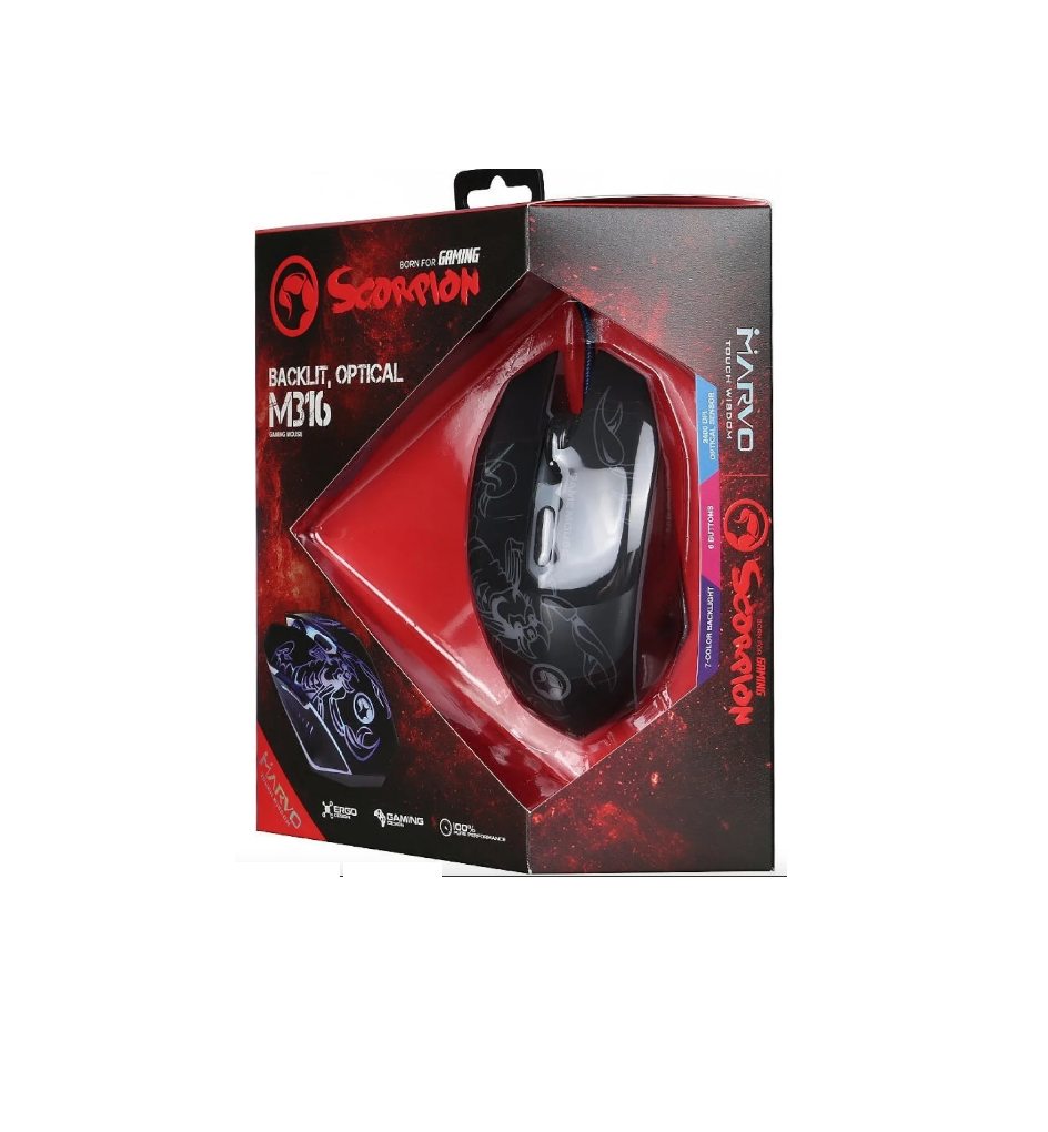 MOUSE MARVO SCORPION M315 USB NEGRO