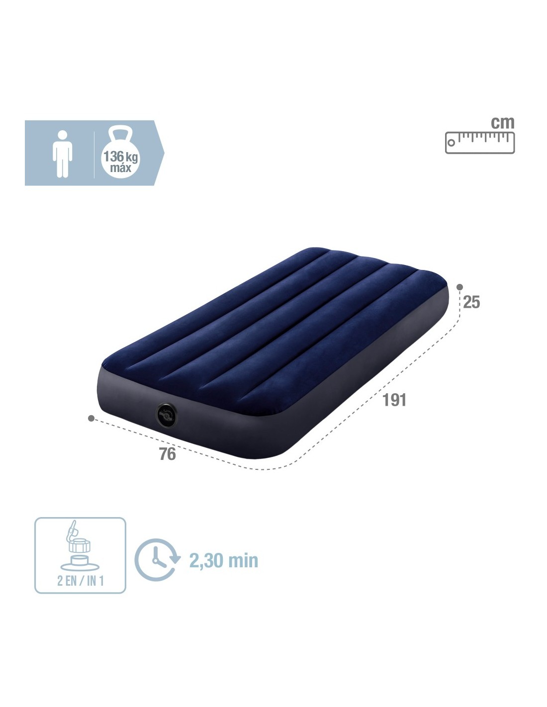 COLCHON CLASSIC DOWNY COT 0,76X1,91X0,25M.
