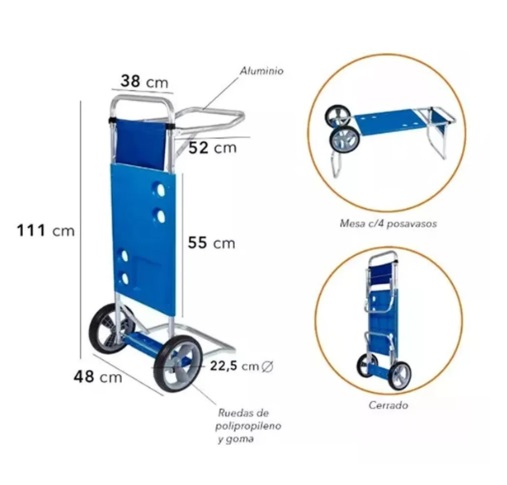 CARRITO DE PLAYA MOR CON EXTENSION 002499